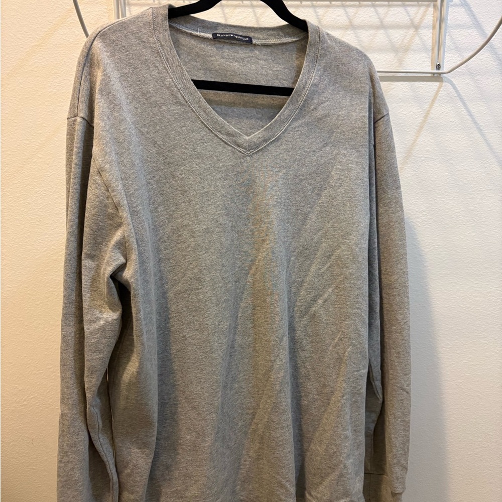 Brandy Melville Light Gray V-Neck Sweater